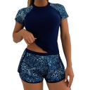 Women's Short Sleeve Tankini with Floral Pattern Polyester Elastane Swim Set for Beach and Swimming 3