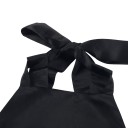 Women's Short Sleeveless Dress with Neck Tie and Open Back with Pockets and Flared A-Line Skirt in Black 13