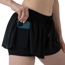 Women's Shorts Skirt With Drawstring And Pockets Solid Colour Design Polyester Spandex Elastic Summer Skirt With Inner Shorts 7