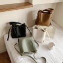 Women's Shoulder Bag Made of Artificial Leather Square Bucket Shape Wide Strap Decorative Tag-Shaped Pendant Dimensions 25 x 25 x 14 cm 6