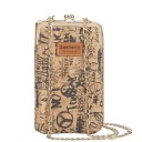 Women's Shoulder Bag Wallet in Artificial Leather with 60 cm Metal Chain Frame Clasp Surface with Cork Appearance 19 x 11 x 5 cm 18