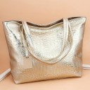 Women's Shoulder Shopper Bag Glossy Faux Leather with Crocodile Pattern 31 x 31 x 10 cm Long Handles Spacious City Bag 3