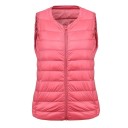 Women's Sleeveless Down Gilet Round Neck Without Collar Full-Length Zip Fastening Horizontal Quilting Duck Down Filling Nylon 1