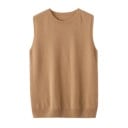 Women's Sleeveless Knitted Vest with Round Neck Wool Smooth Knit for Everyday Wear and Layering 1
