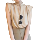 Women's Sleeveless V-Neck Blouse Solid Lightweight Blouse Made of Viscose and Polyester Suitable for Work and Summer 7
