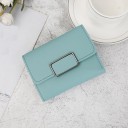 Women's small wallet made of artificial leather with a flap Rectangular decorative clasp in silver Compact dimensions 11.5 x 9.5 x 2.5 cm 4