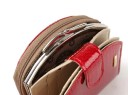 Women's Small Wallet Made of Genuine Leather Glossy Surface with Textured Pattern Metal Frame for Coins Fastening Loop Rounded Shape 10.5 x 10.5 3