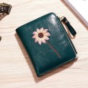 Women's Small Wallet with Embroidered Flower Compact Shape with Zip and Loop Glossy Synthetic Leather and Polyester Dimensions 12 x 8 x 3 cm 3