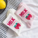 Women's socks with the inscription MILK and a cheerful design Higher socks above the ankle in the style of a milk carton Cotton Size EUR 34–42 1 6