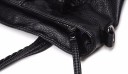 Women's Spacious Shoulder Bag in Black Artificial Leather with Braided Handles Zip Fastening Patterned Lining Casual Style 5