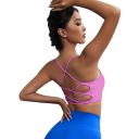Women's Sports Bra with Crossed Thin Straps on the Back Nylon for Fitness Running Exercise Yoga and Training 2