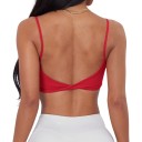 Women's Sports Bra with Deep Cut Back and Crossed Hem on Thin Straps for Yoga, Fitness and Running 12