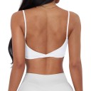 Women's Sports Bra with Deep Cut Back and Crossed Hem on Thin Straps for Yoga, Fitness and Running 2