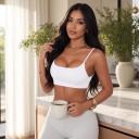 Women's Sports Bra with Deep Cut Back and Crossed Hem on Thin Straps for Yoga, Fitness and Running 6