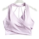 Women's Sports Bra with Deep V-Neck and Crossed Front with Thin Straps on the Back in Short Cut for Yoga 3