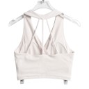 Women's Sports Bra with Deep V-Neck and Crossed Front with Thin Straps on the Back in Short Cut for Yoga 13