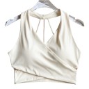 Women's Sports Bra with Deep V-Neck and Crossed Front with Thin Straps on the Back in Short Cut for Yoga 1