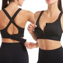 Women's Sports Bra with Front Zip and Crossed Straps at the Back with Adjustable Tightening Band for Running, Fitness and Yoga 14