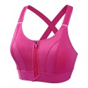 Women's Sports Bra with Front Zip and Crossed Straps at the Back with Adjustable Tightening Band for Running, Fitness and Yoga 19