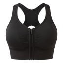 Women's Sports Bra with Front Zip and Y-Shaped Back with Cut-Out and Wide Straps with Elasticated Hem for Running and Fitness 2
