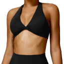 Women's Sports Bra with Halter Neckline and Front Ruching Nylon Spandex for Fitness Running Yoga Exercise and Training 5