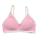 Women's Sports Bra with V-Neck and Contrast Trim with Thin Straps and Subtly Ribbed Fabric for Yoga and Fitness 1