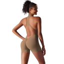 Women's Sports Jumpsuit Tank Top and Shorts With Zip in the Neck Open Back Plain Jumpsuit Made of Nylon and Spandex 6