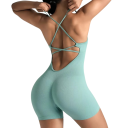 Women's Sports Jumpsuit Thin Straps Open Back and Shorts Plain Fitness Jumpsuit Made of Nylon and Spandex 10