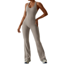 Women's Sports Overall with Straps and Open Back and Long Trousers Solid Colour Fitness Overall Made of Nylon and Spandex 10