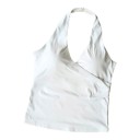Women's Sports Top with a Neckline and Draped Front Panel and V-Neck with Open Back and Extended Cut for Yoga and Fitness 12