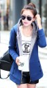 Women's Spring and Autumn Zip-Up Hoodie Jacket Plush Lining Extended Cut Over Hips Buttoned Pockets Cotton 14