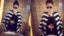 Women's Striped Coat - Black and White 10