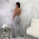 Women's Striped Jumpsuit with Exposed Back 3