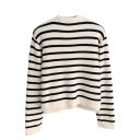 Women's Striped Polyester Cardigan with O-Neck Elegant Knitted Sweater with Buttons and Long Sleeves Universal Size 7
