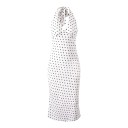 Women's Summer Midi Dress with Polka Dots, Sleeveless, V-Neck and Neck Tie, Fitted Cut and Flared Hem 1
