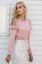 Women's Sweater with Ruffled Shoulder Cut-Outs J2449 11