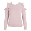 Women's Sweater with Ruffled Shoulder Cut-Outs J2449 13