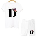 Women's T-shirt and Shorts with Letter 21