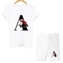 Women's T-shirt and Shorts with Letter 27