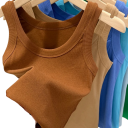 Women's Tank Top Round Neck Wide Straps Plain Cotton Top Made from Natural Cotton for Comfortable Everyday Wear 6