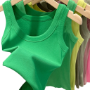 Women's Tank Top Round Neck Wide Straps Plain Cotton Top Made from Natural Cotton for Comfortable Everyday Wear 12
