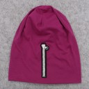 Women's Thin Cap with Contrasting Decorative Zip on the Front Smooth and Soft Material Made from Polyester and Cotton Universal Size 2
