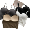 Women's Top Universal Size Plain Thin Straps Round Neck Polyester Cotton Basic Top 6