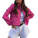 Women's Transitional Jacket with Snap Fastening Stylish Waist-Length Jacket with Collar Elegant Coat with Pockets Spring and Autumn Blazer 9