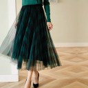 Women's Tulle Skirt with Check Pattern 7