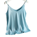 Women's V-Neck Camisole Thin Straps Solid Colour Elegant Top Made of Polyester and Silk for Light Summer Wear 8