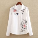 Women's White Shirt with Flowers 4
