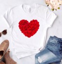 Women's White T-Shirt with Heart Print 2