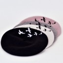 Women's Winter Beret with Birds J2451 8