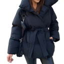 Women's Winter Coat with Collar Warm Coat with Press Studs, Pockets and Adjustable Drawstring at the Waist Comfortable Winter Jacket for Everyday Wear 21